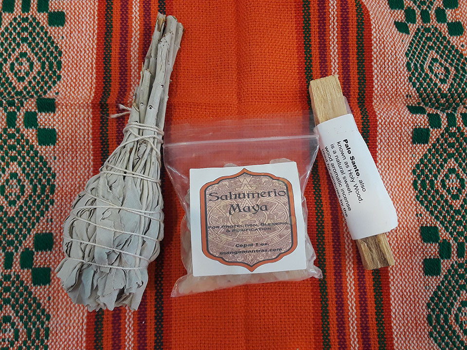 🧿Triple Power Smudge Kit! Copal, Palo Santo & White Sage for Protectio –  Mango Mantras LLC
